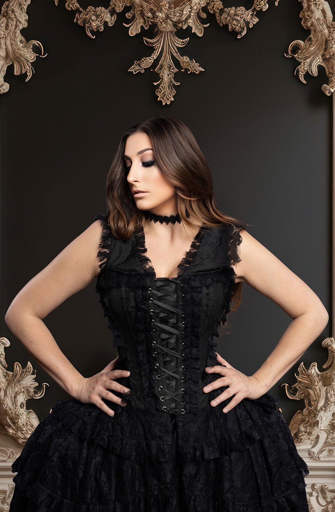 Anastasia Corset Formal Dress - Black Lace 6