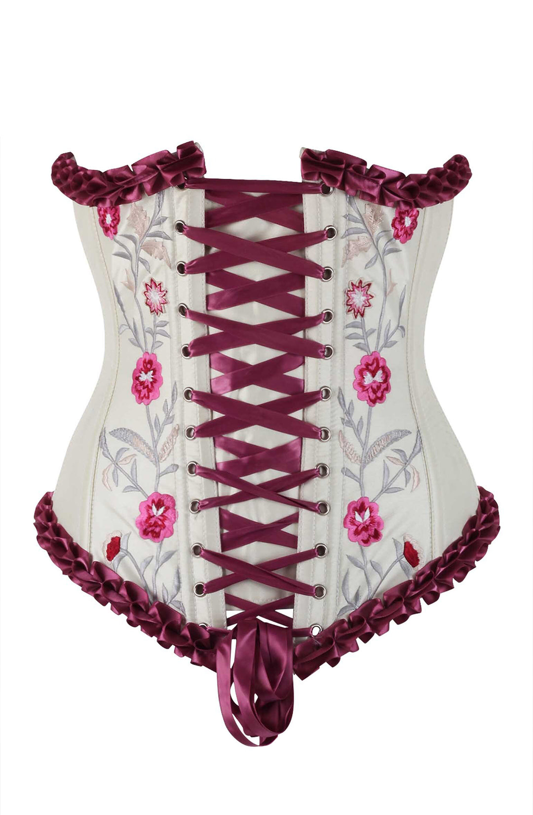 Francesca Underbust Embroidered Corset in Cerise Pink 1