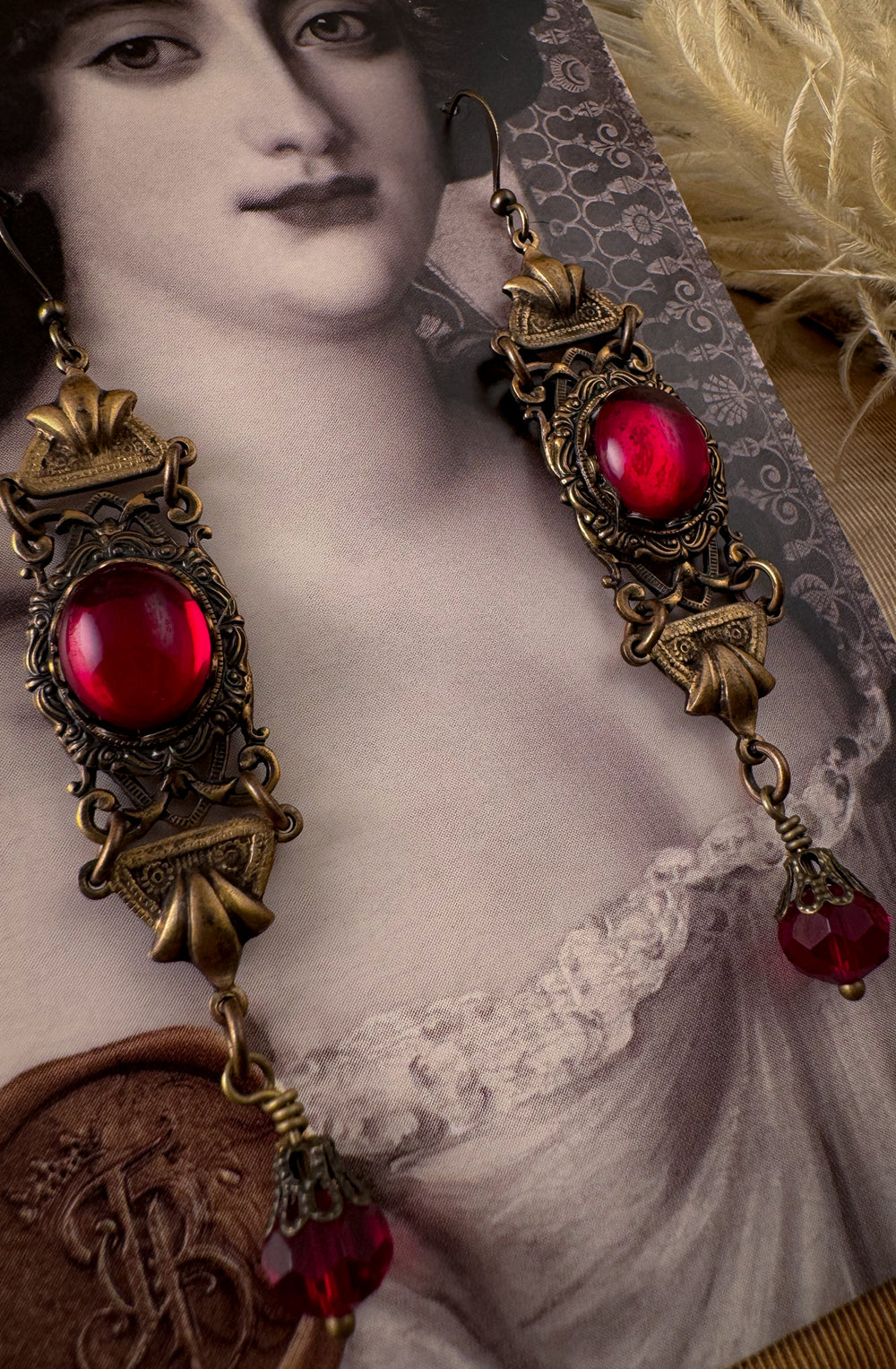 Renaissance Earrings in Ruby Red 1