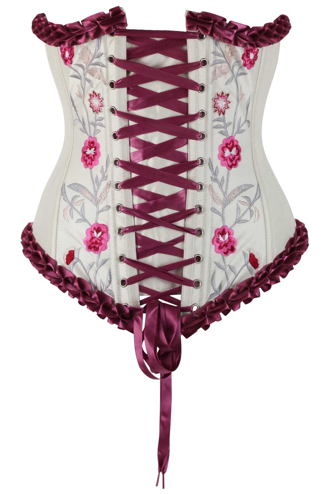 Francesca Underbust Embroidered Corset in Cerise Pink