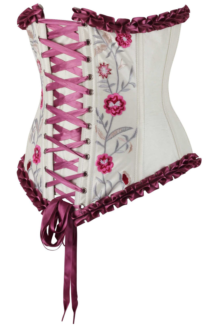 Francesca Underbust Embroidered Corset in Cerise Pink 3