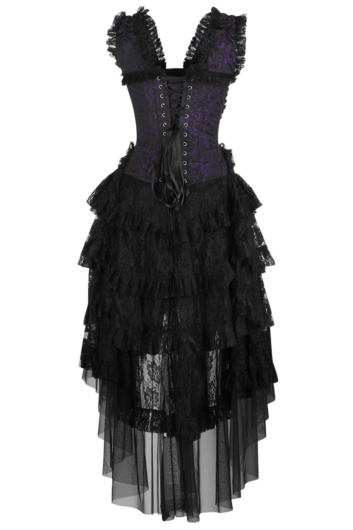 Anastasia Corset Formal Dress - Purple Brocade 3