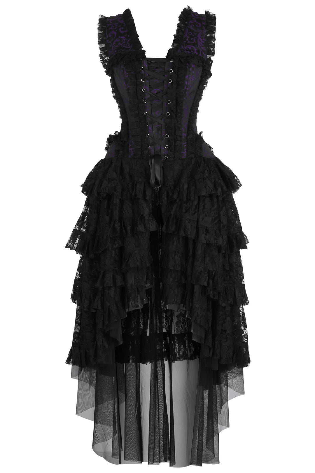 Anastasia Corset Formal Dress - Purple Brocade