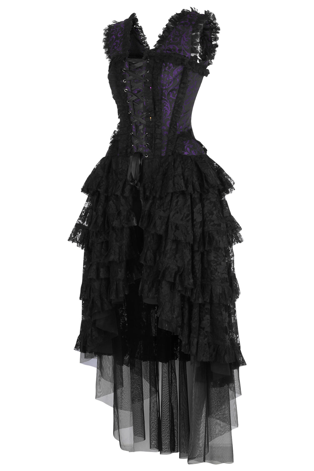 Anastasia Corset Formal Dress - Purple Brocade 2