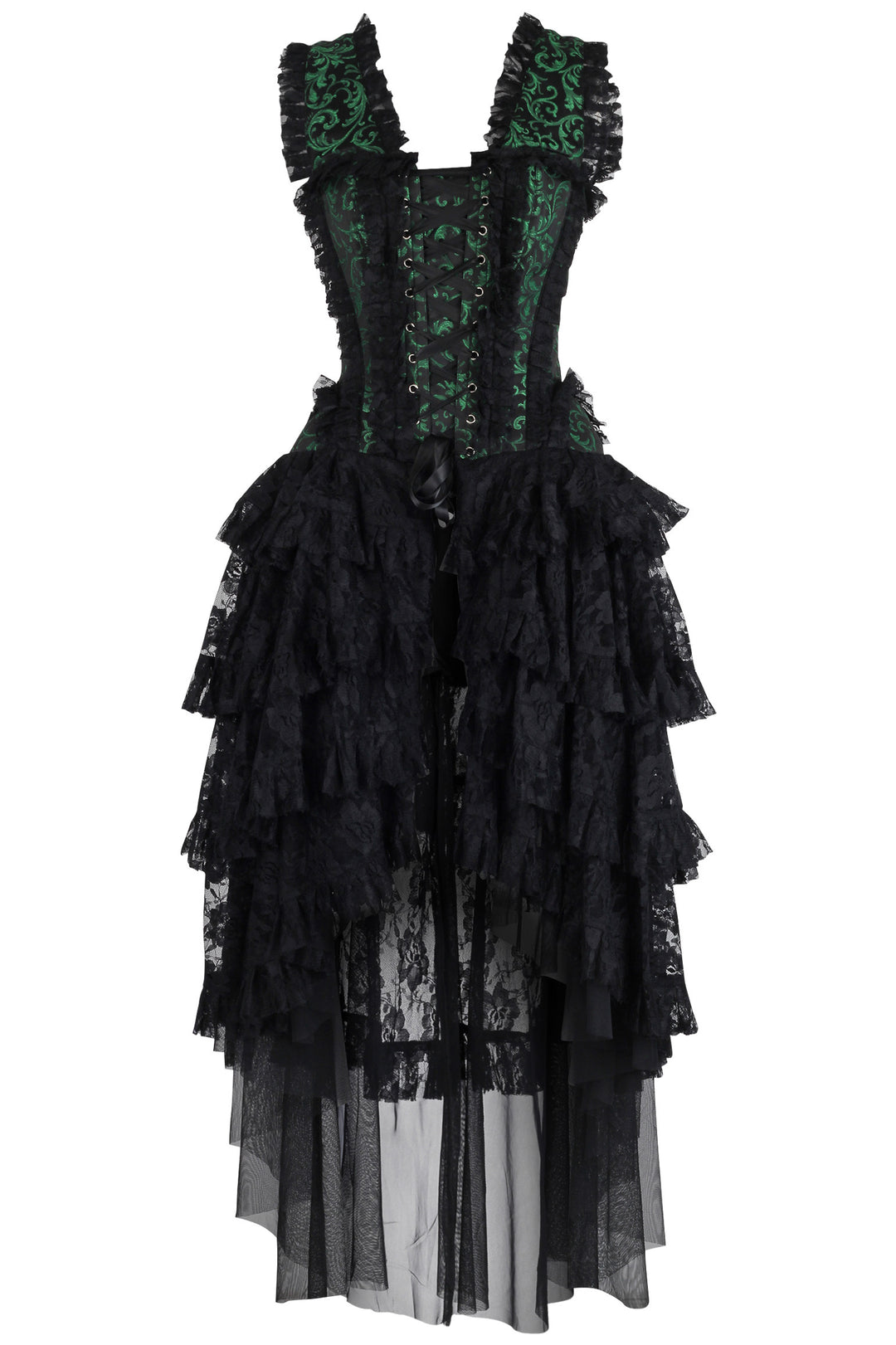 Anastasia Corset Formal Dress - Green Brocade