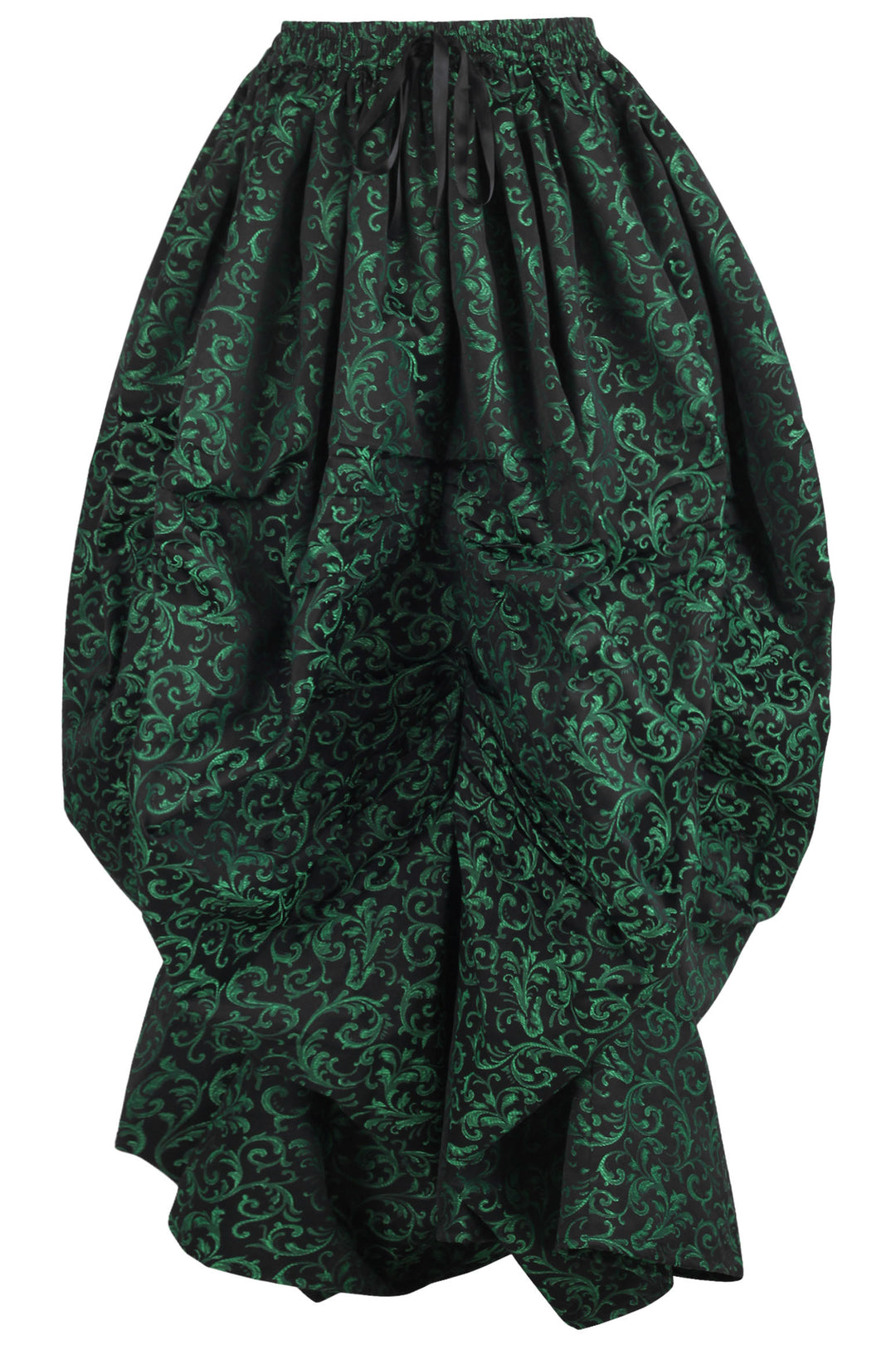 Brocade Green Ball Gown Skirt - Emerald Flourish