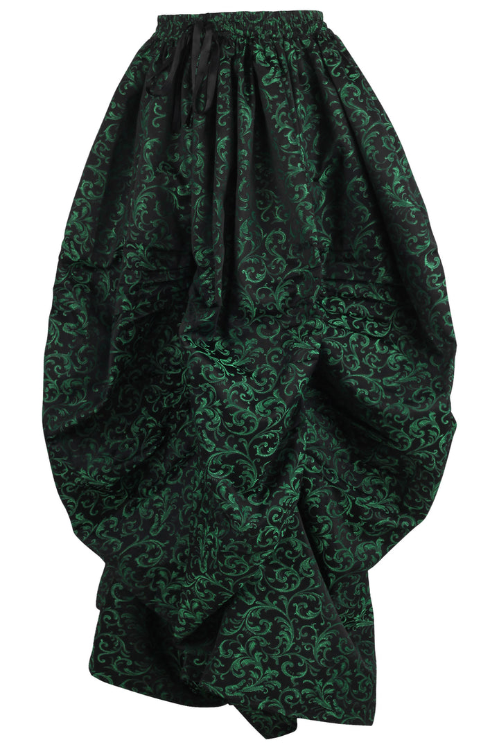 Brocade Green Ball Gown Skirt - Emerald Flourish 2