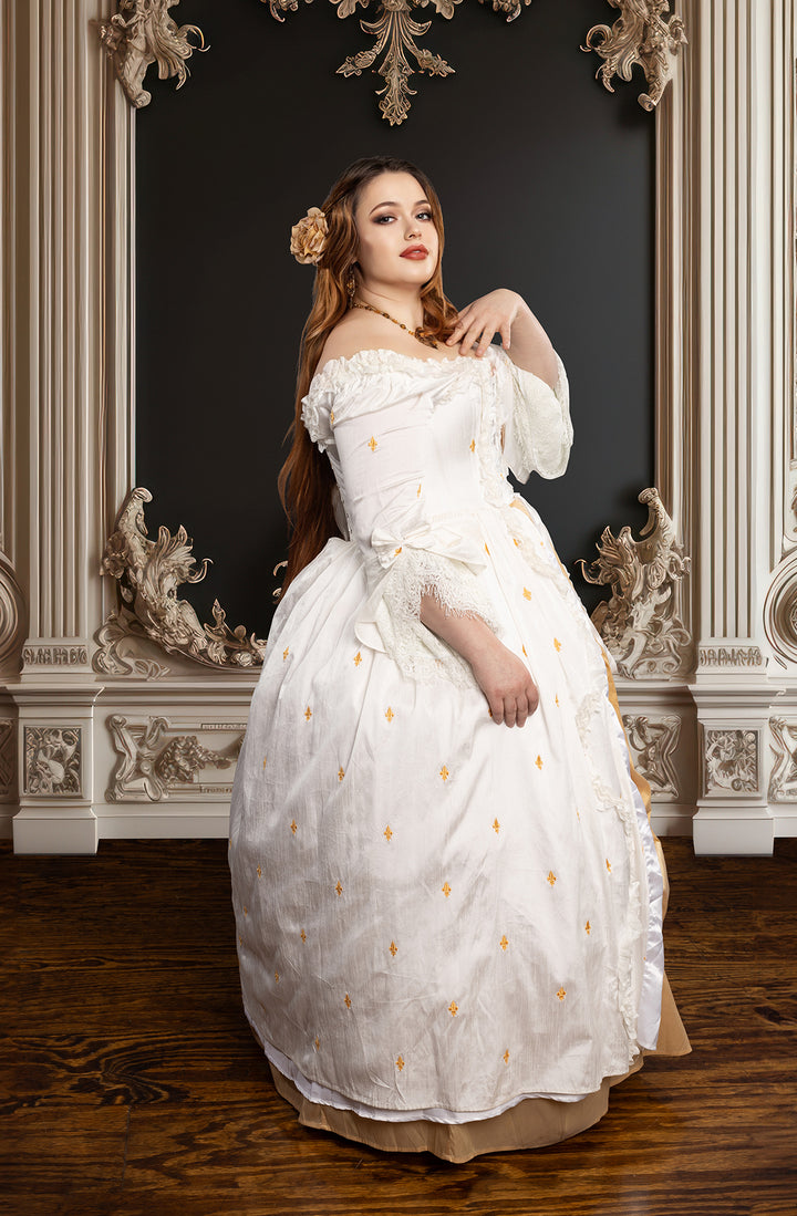 Fleur-de-lis White Bridgerton Dress 4