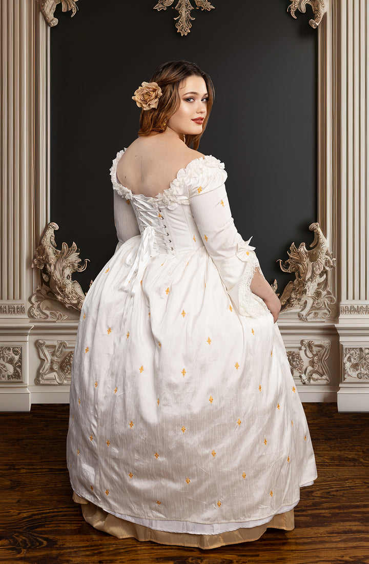 Fleur-de-lis White Bridgerton Dress 5