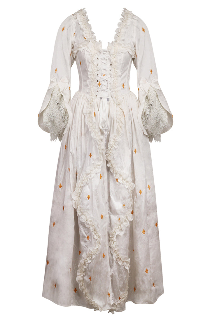 Fleur-de-lis White Bridgerton Dress 8