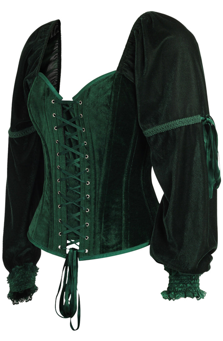 Princess Green Corset Top in Emerald Green Velvet 5