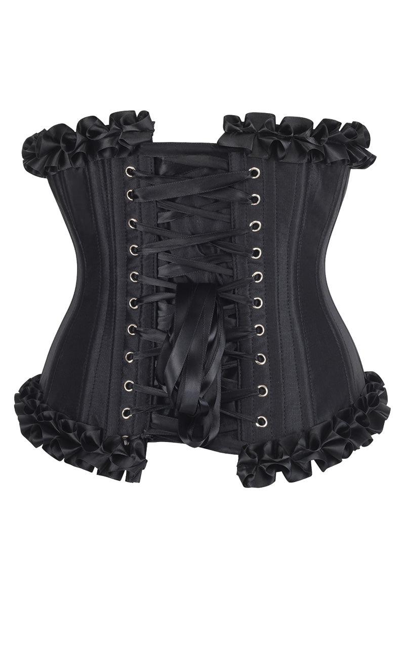 Francesca Underbust Embroidered Corset in Black