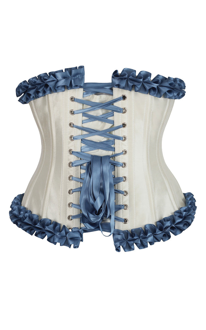 Francesca Underbust Embroidered Corset in Parisian Blue