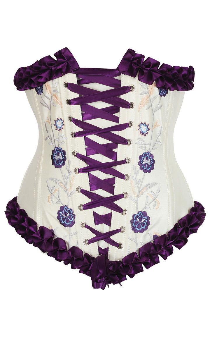 Francesca Underbust Embroidered Corset in Purple