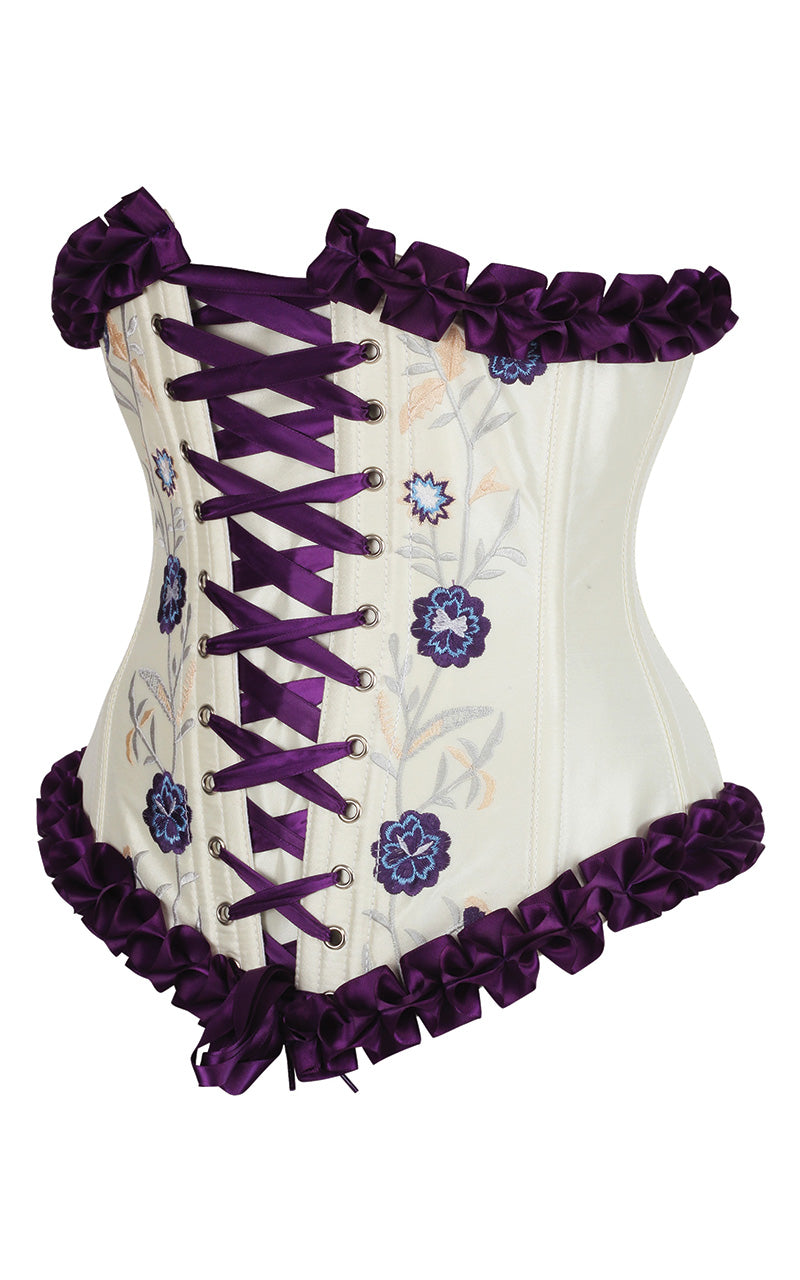 Francesca Underbust Embroidered Corset in Purple