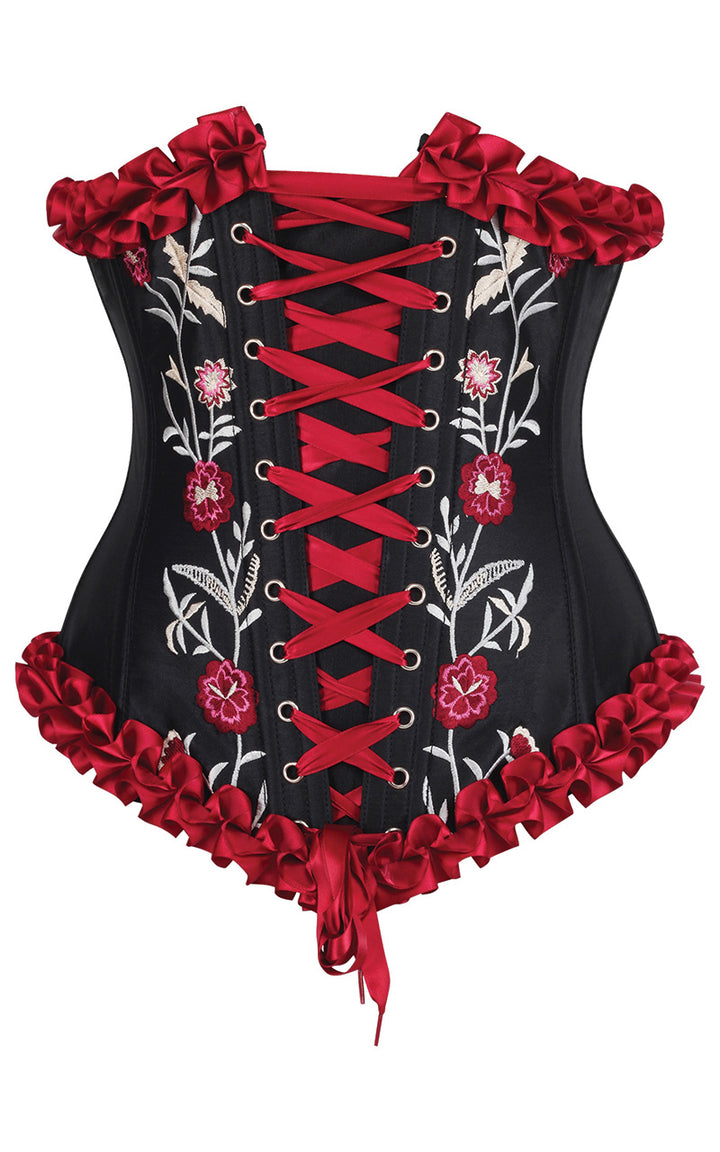 Francesca Underbust Embroidered Corset in Red