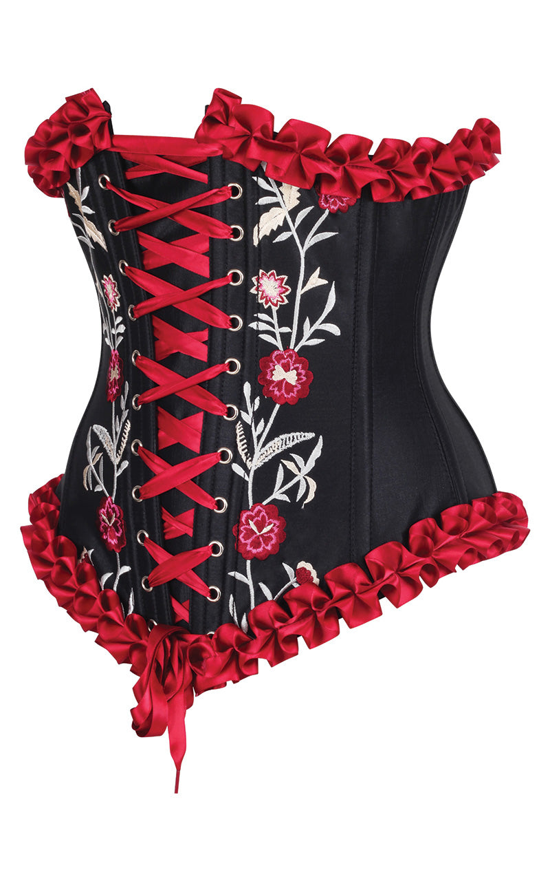 Francesca Underbust Embroidered Corset in Red