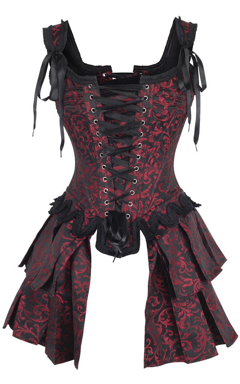 French Stays Corset in Red Brocade