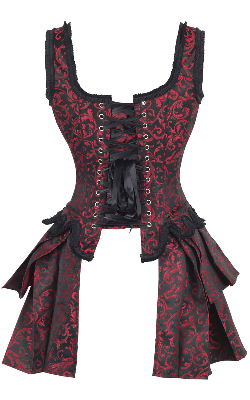 French Stays Corset in Red Brocade