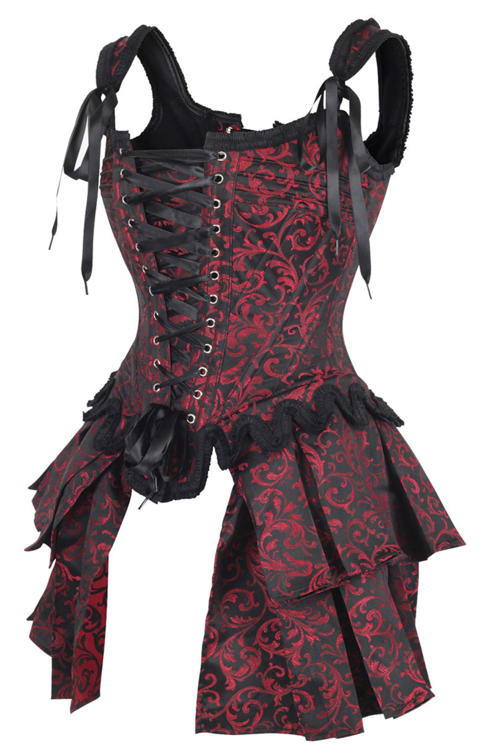 French Stays Corset in Red Brocade 2