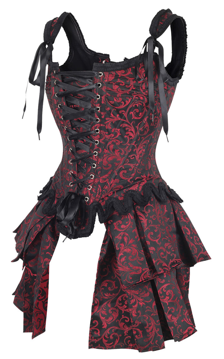 French Stays Corset in Red Brocade