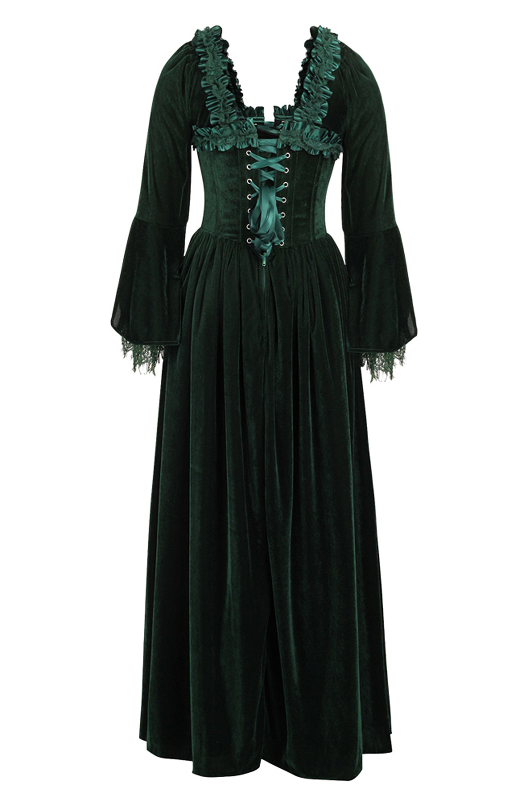 Immortelle Emerald Green Velvet Corset Gown 7