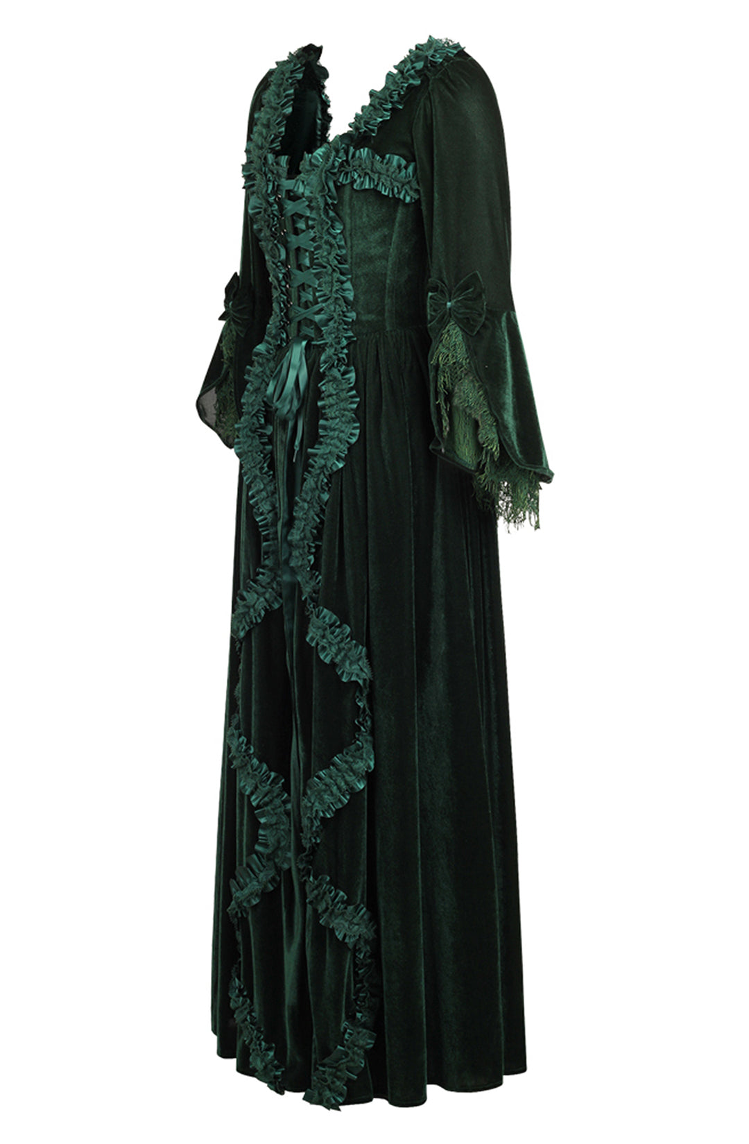 Immortelle Emerald Green Velvet Corset Gown 6