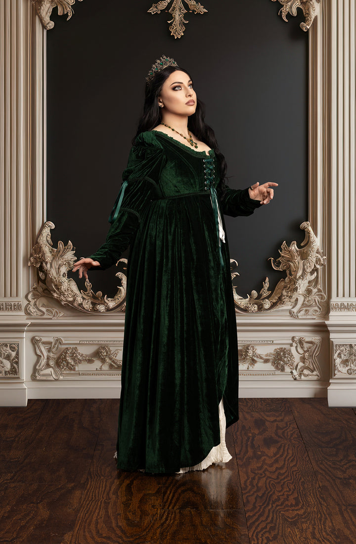 Emerald Green Velvet Guinevere Medieval Corset Gown