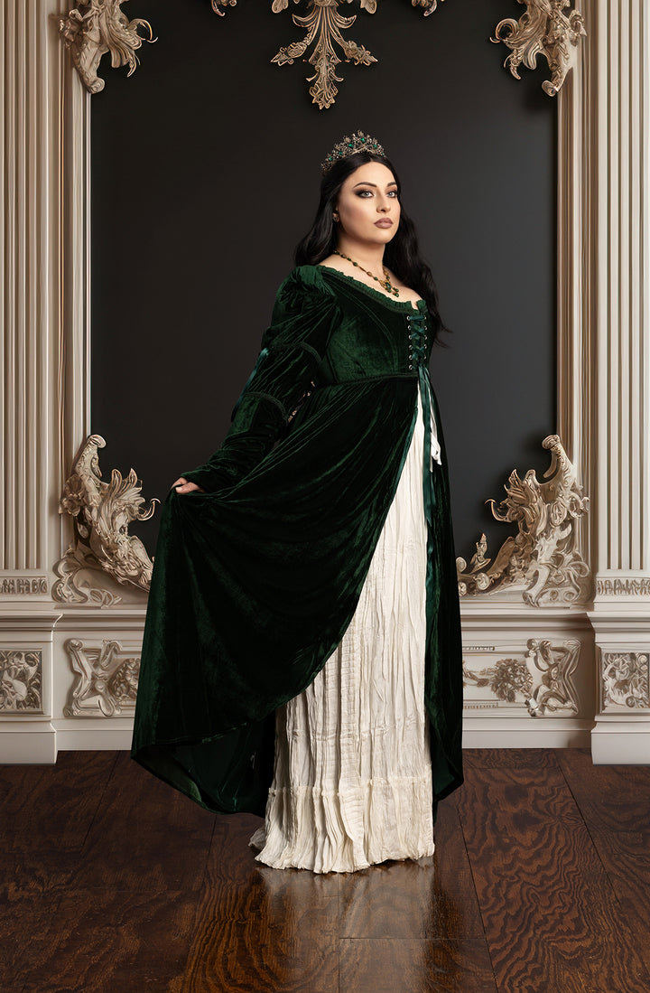 Emerald Green Velvet Guinevere Medieval Corset Gown