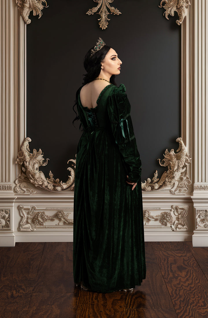 Emerald Green Velvet Guinevere Medieval Corset Gown