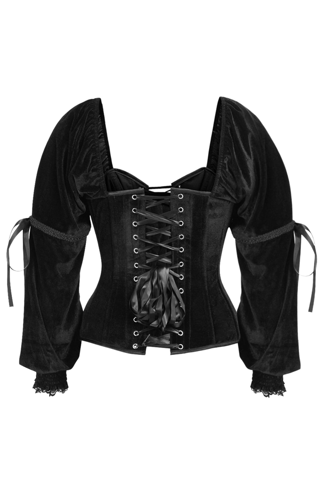 Princess Black Corset Top in Midnight Black Velvet 4