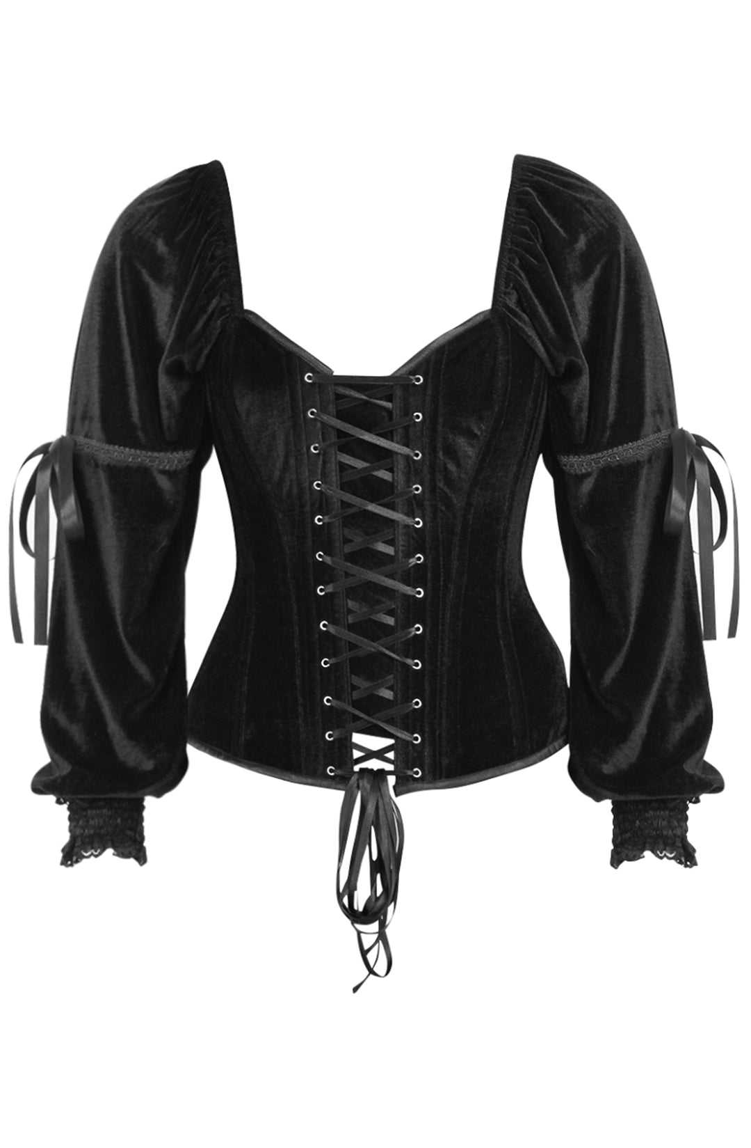 Princess Black Corset Top in Midnight Black Velvet 3