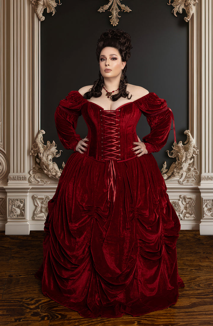 Princess Red Corset Top in Scarlet Red Velvet 4