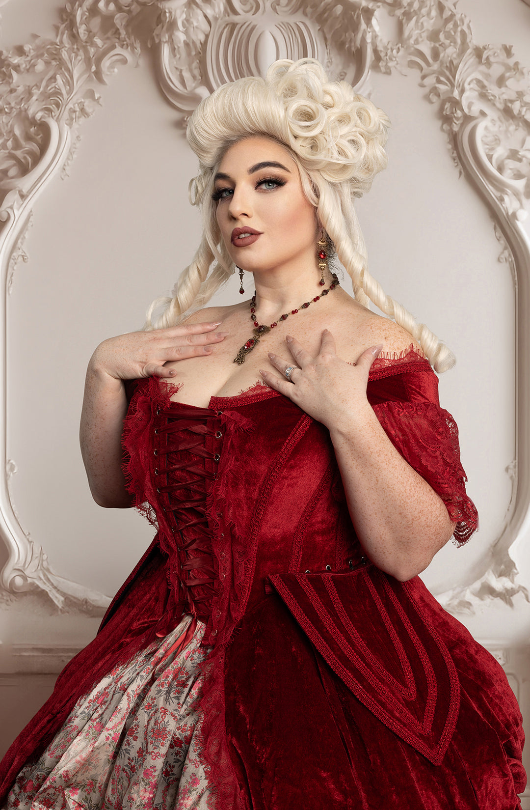 Red Corset Dress in Scarlet Red Velvet 5