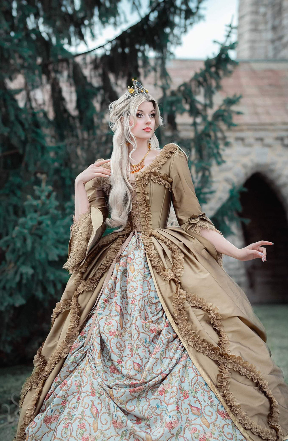 Rococo 18th Century Court Baroque Ball Gown Dress - Antique Gold