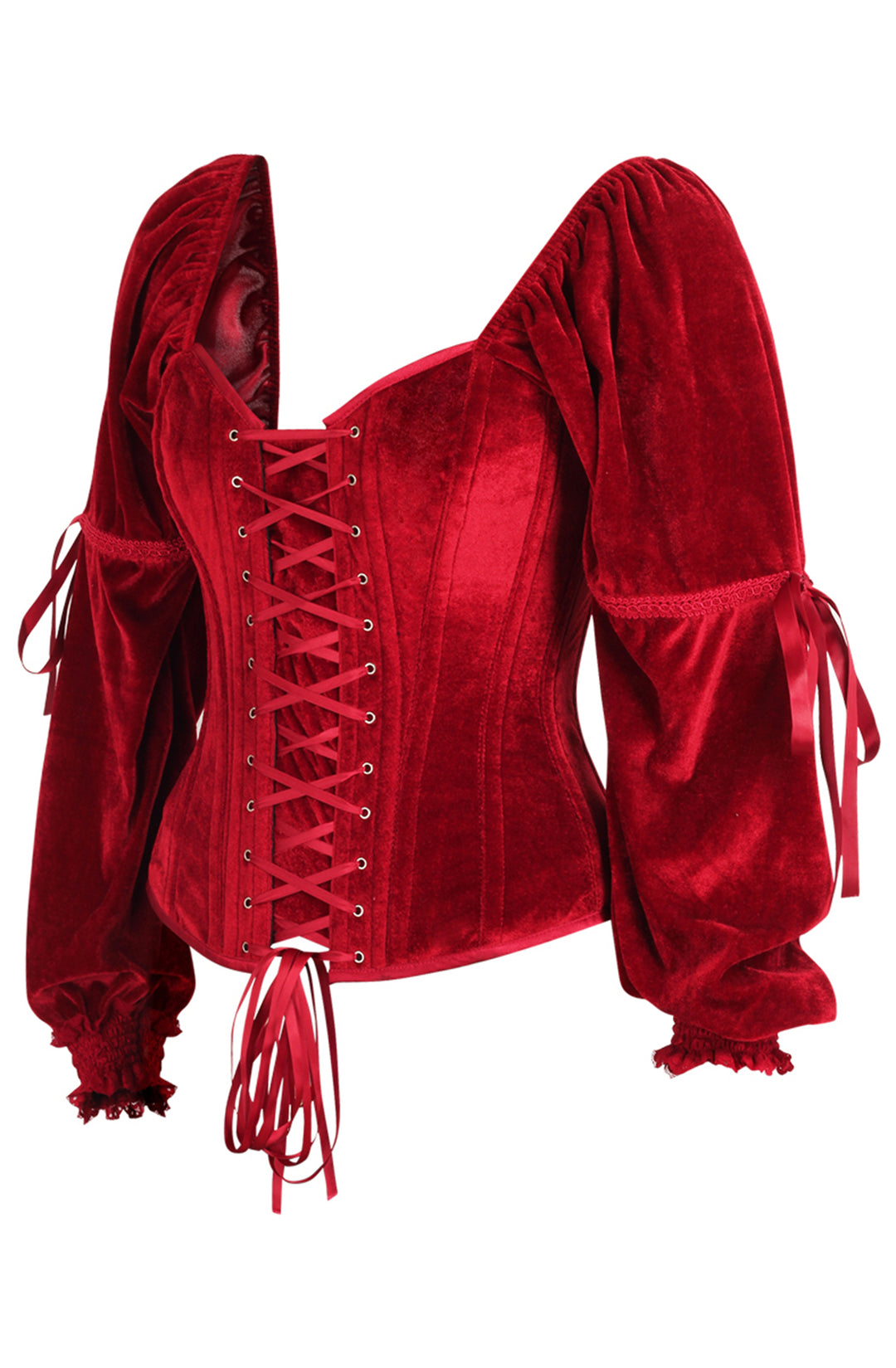 Princess Red Corset Top in Scarlet Red Velvet 7